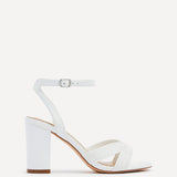 City White Faux Leather Heeled Sandals