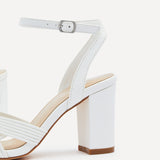 City White Faux Leather Heeled Sandals