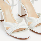 City White Faux Leather Heeled Sandals