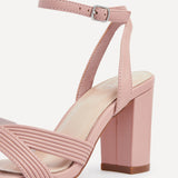 City Dusky Pink Faux Leather Heeled Sandals