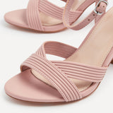 City Dusky Pink Faux Leather Heeled Sandals