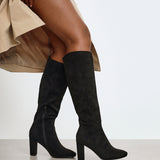 Claim Black Long Block Heeled Boots