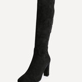 Claim Black Long Block Heeled Boots