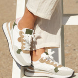 Clapham Beige Wedged Trainers