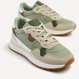 Clapham Khaki Wedged Trainers