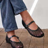 Clara Black Mesh Mary Jane Pumps
