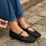 Clara Black Mesh Mary Jane Pumps