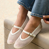 Clara Ivory Mesh Mary Jane Pumps