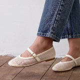 Clara Ivory Mesh Mary Jane Pumps