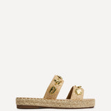 Clarity Beige Raffia Embellished Sliders