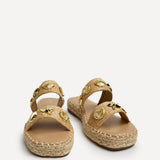 Clarity Beige Raffia Embellished Sliders