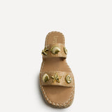 Clarity Beige Raffia Embellished Sliders