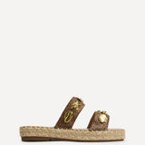 Clarity Brown Raffia Embellished Sliders