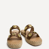 Clarity Brown Raffia Embellished Sliders