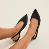Clasica Black Velvet Pointed Toe Ballet Flats