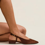 Clasica Brown Velvet Pointed Toe Ballet Flats