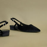 Clasica Black Velvet Pointed Toe Ballet Flats