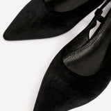 Clasica Black Velvet Pointed Toe Ballet Flats