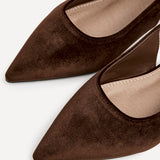Clasica Brown Velvet Pointed Toe Ballet Flats