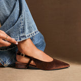 Clasica Brown Velvet Pointed Toe Ballet Flats