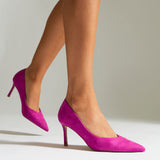 Classic Fuchsia Faux Suede Court Heels