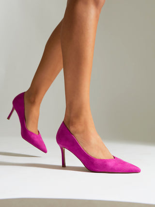 Classic Fuchsia Faux Suede Court Heels