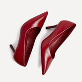 Classic Red Faux Leather Court Heels