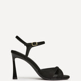 Compelled Black Faux Suede Stiletto Heeled Sandals