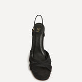 Compelled Black Faux Suede Stiletto Heeled Sandals