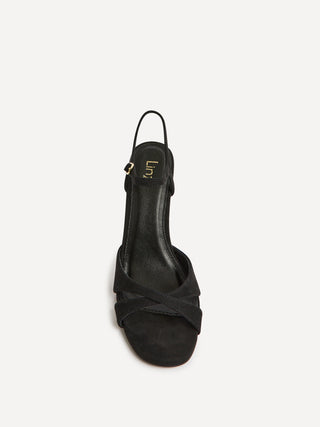 Compelled Black Faux Suede Stiletto Heeled Sandals