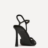 Compelled Black Faux Suede Stiletto Heeled Sandals