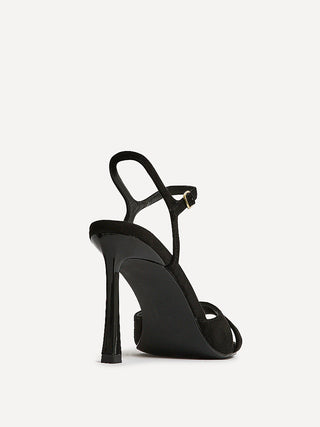 Compelled Black Faux Suede Stiletto Heeled Sandals