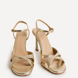 Compelled Gold Stiletto Heeled Sandals