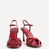 Compelled Red Stiletto Heeled Sandals