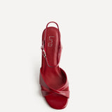 Compelled Red Stiletto Heeled Sandals