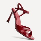 Compelled Red Stiletto Heeled Sandals