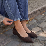 Compete Wide Fit Brown Faux Suede Pumps