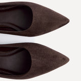 Compete Wide Fit Brown Faux Suede Pumps