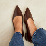 Compete Wide Fit Brown Faux Leather Pumps