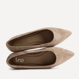 Compete Wide Fit Taupe Faux Suede Pumps