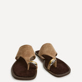 Contain Beige Toe Ring Flat Sandals