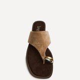 Contain Beige Toe Ring Flat Sandals