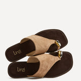 Contain Beige Toe Ring Flat Sandals