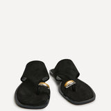 Contain Black Toe Ring Flat Sandals
