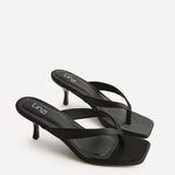 Contrast Black Satin Mule Heels