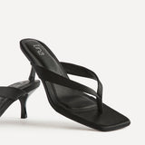 Contrast Black Satin Mule Heels