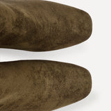 Cove Khaki Faux Suede Ankle Boots