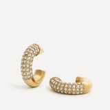 Crystal Gold Half Pavé Hoop Earrings