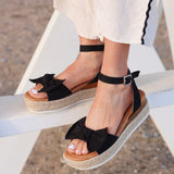Cupid Black Flatform Espadrille Sandals