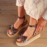 Cupid Leopard Print Flatform Espadrille Sandals